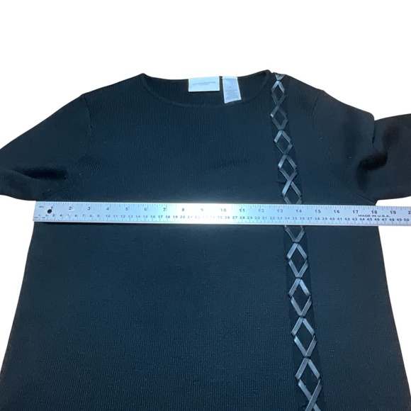 LIZ CLAIBORNE Liz Sport Black Merino Wool Blend Long Sleeve Crew Neck Sweater M - Picture 5 of 7